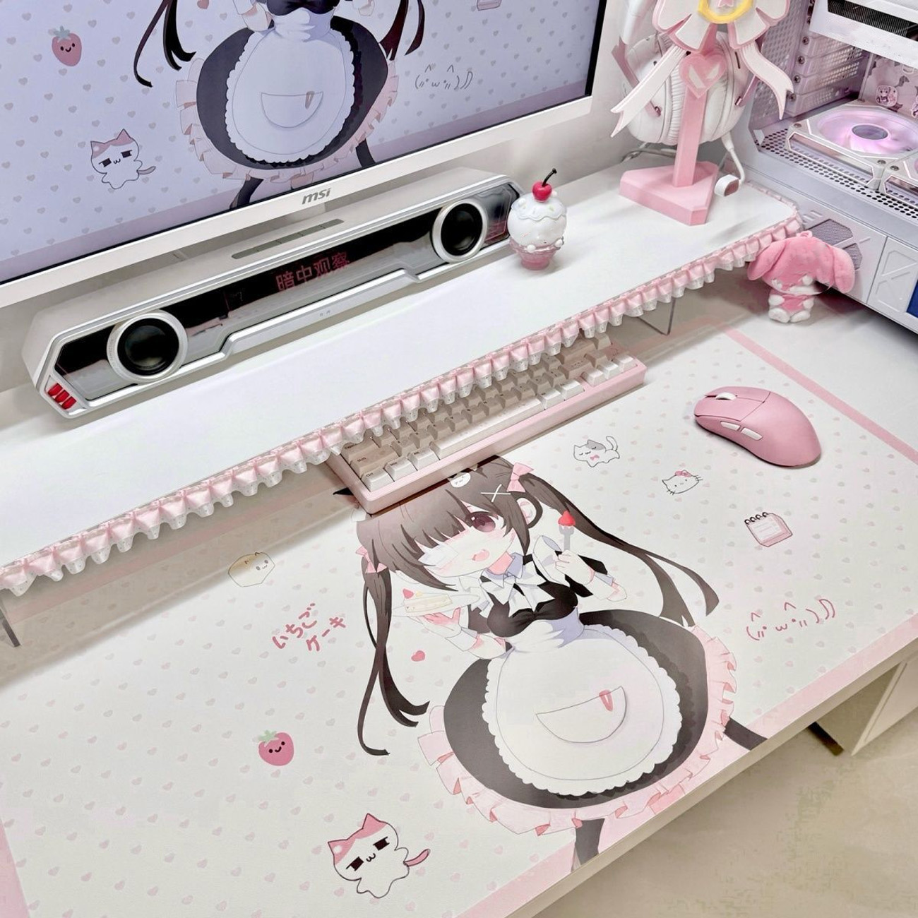 Cute Anime Maid Girl PU Leathe - Leather Desk Pad 评论和价格