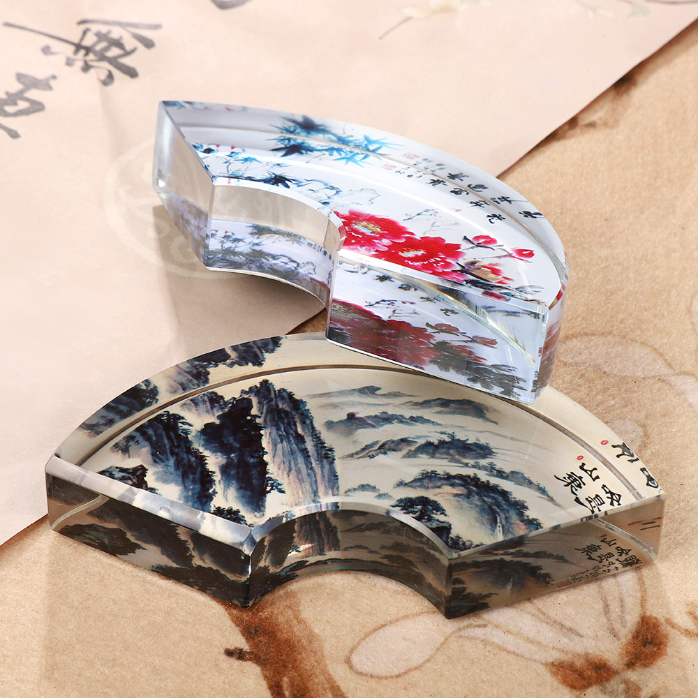 Creative Fan-shaped Crystal Pa - Paper Weight Crystal 评论和价格